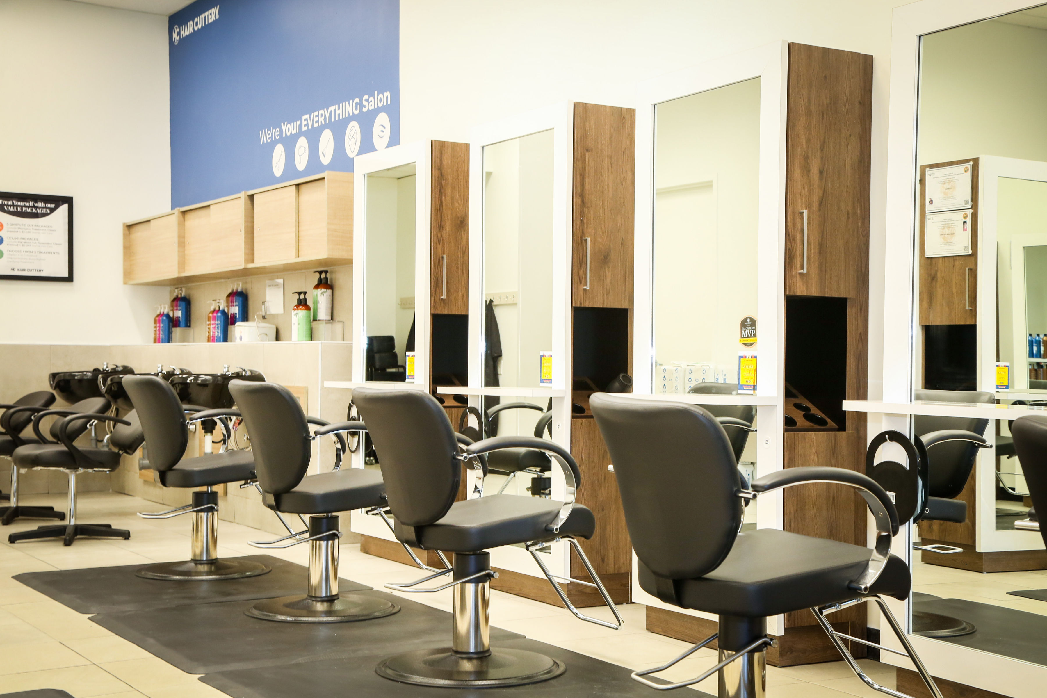 Interior photo of newly refurbished Hair Cuttery salon