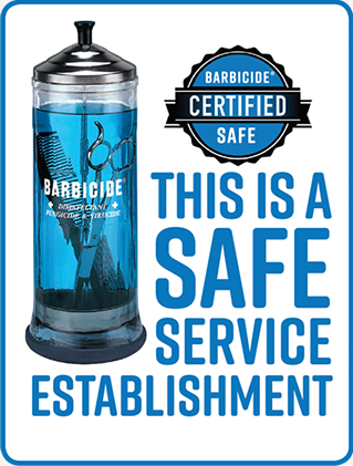 Barbiced certified safe. This is a safe service establishment.